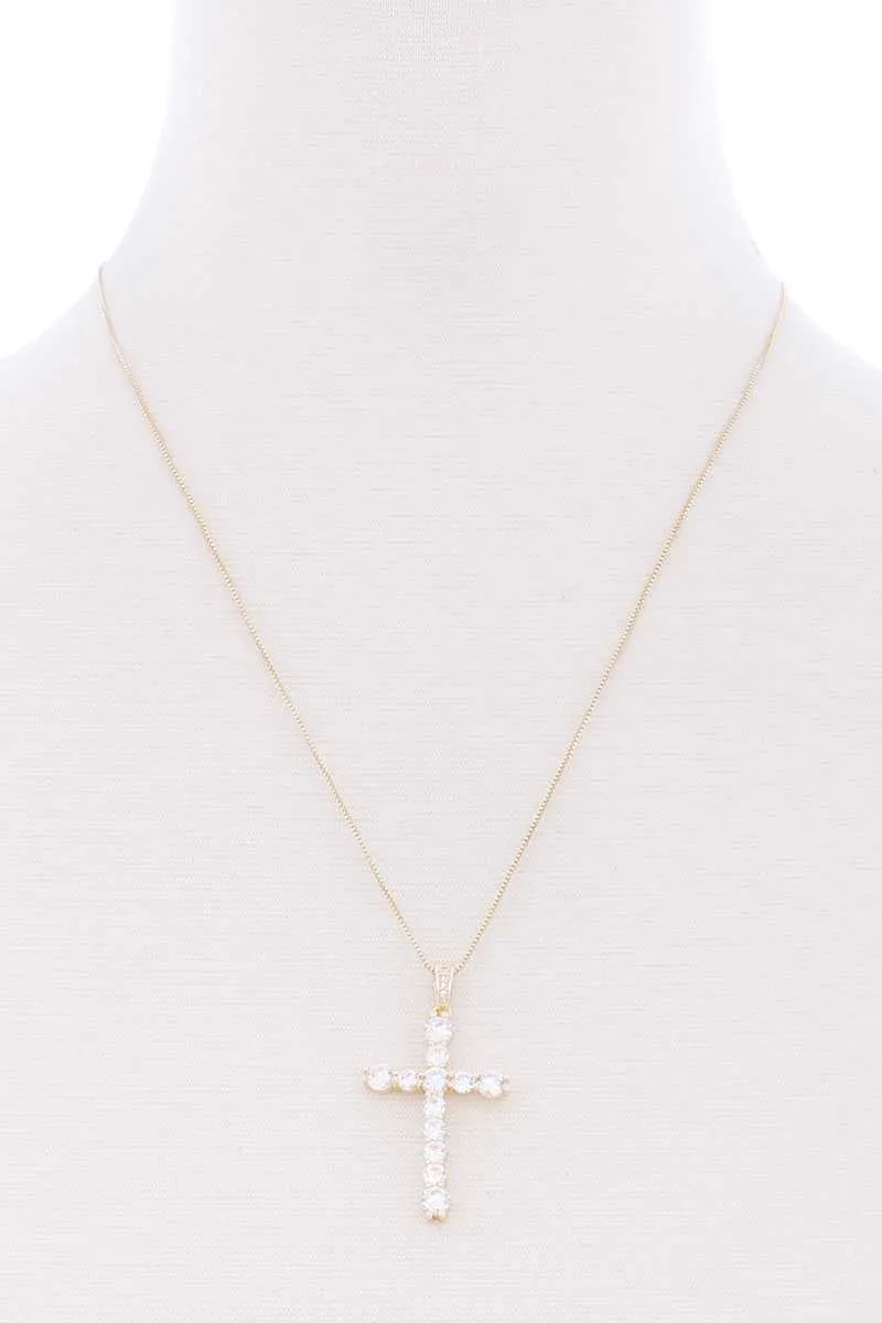 Stone Cross Pendant Necklace