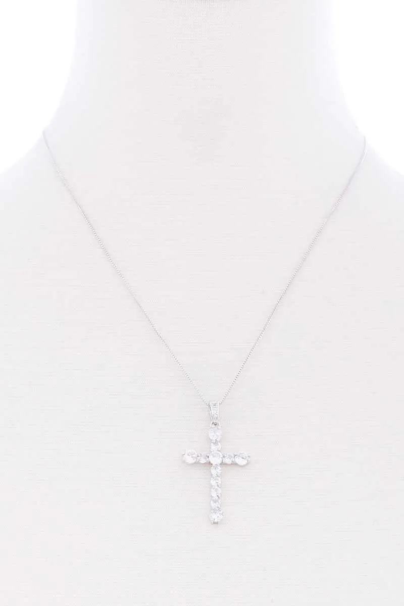 Stone Cross Pendant Necklace