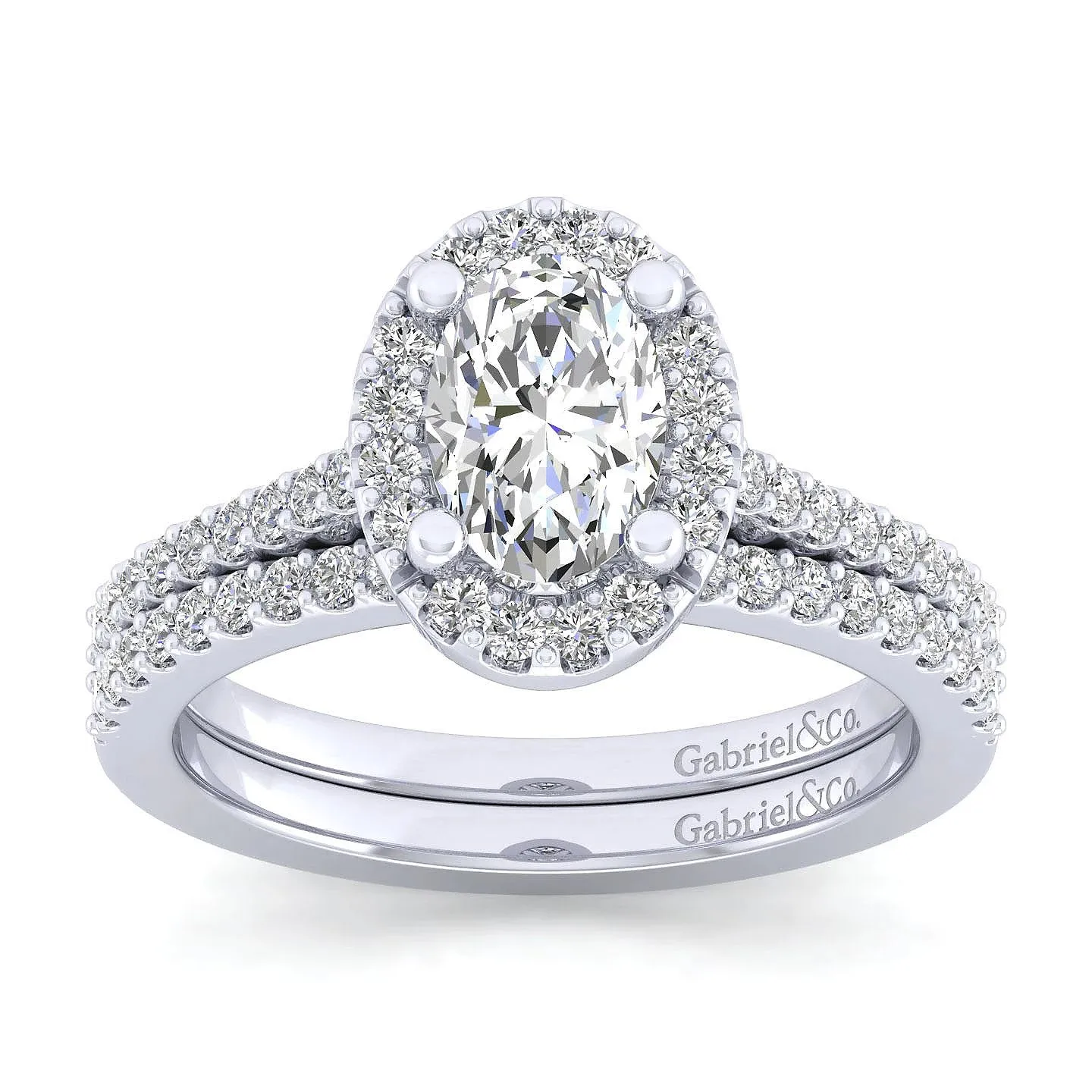 Straight Oval Halo Diamond Engagement Ring Mounting