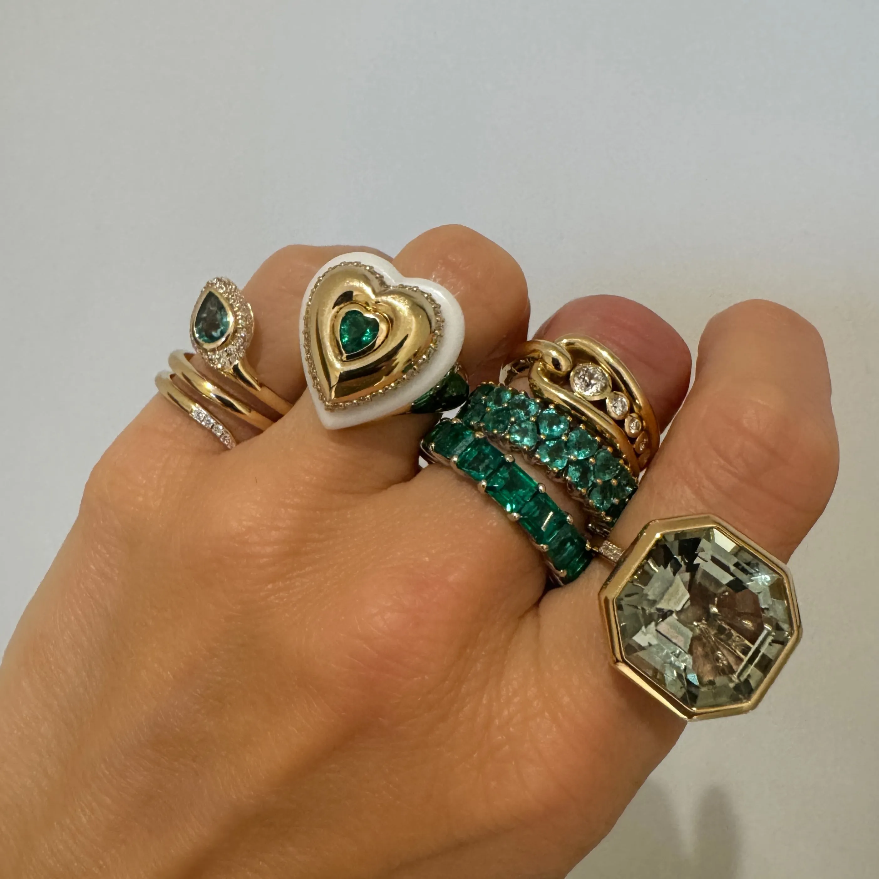 Sweet Emerald & Diamond Snake Wrap Ring