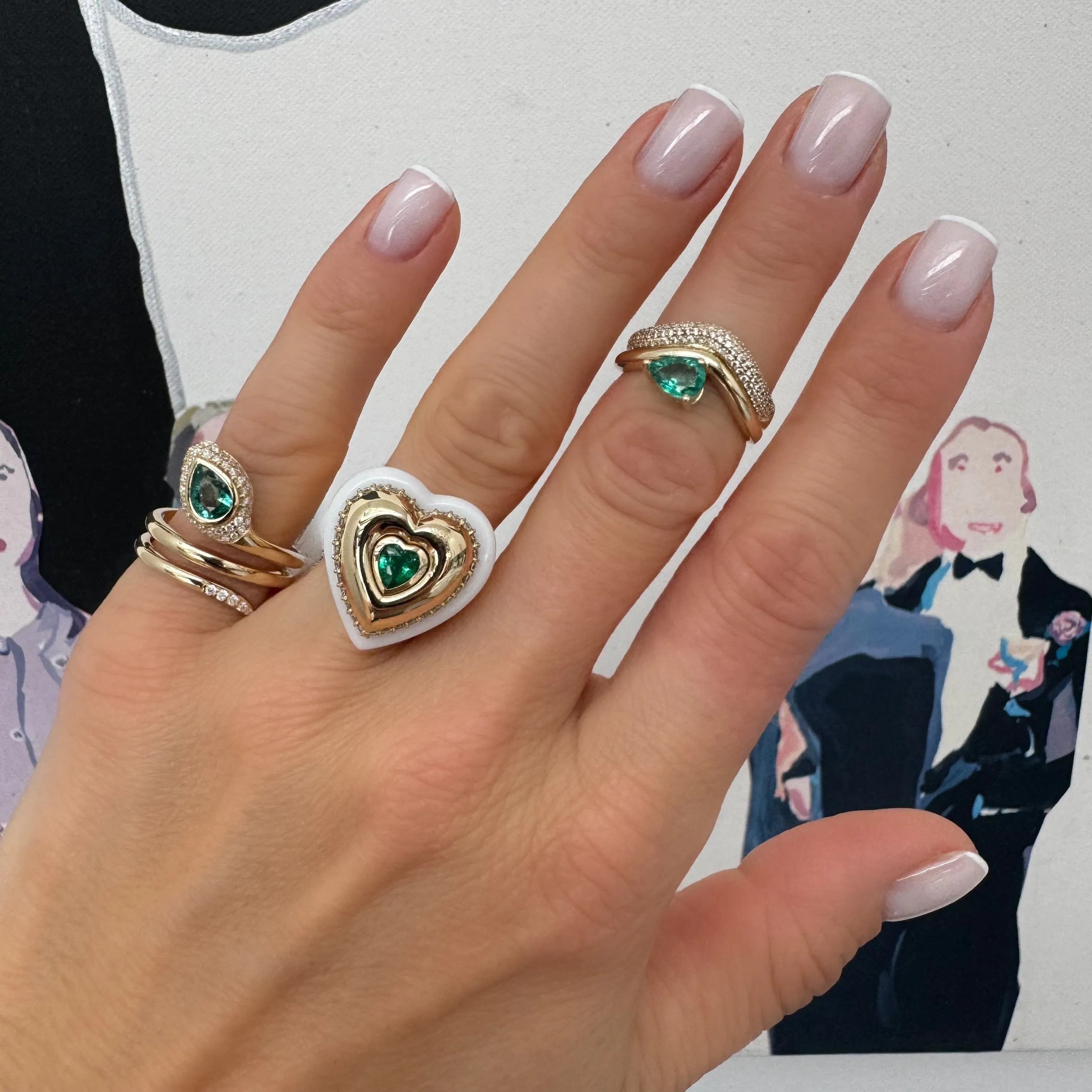 Sweet Emerald & Diamond Snake Wrap Ring