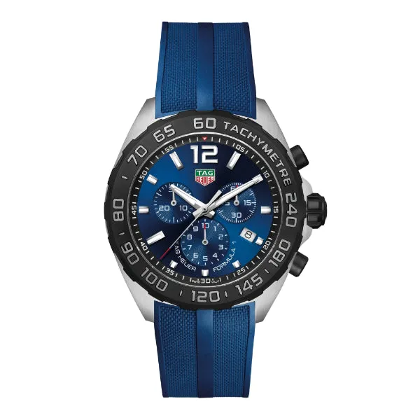 Tag Heuer Formula 1 Blue Silicone Strap Blue Dial Chronograph Quartz Watch for Gents - CAZ1O1AV.FT8077