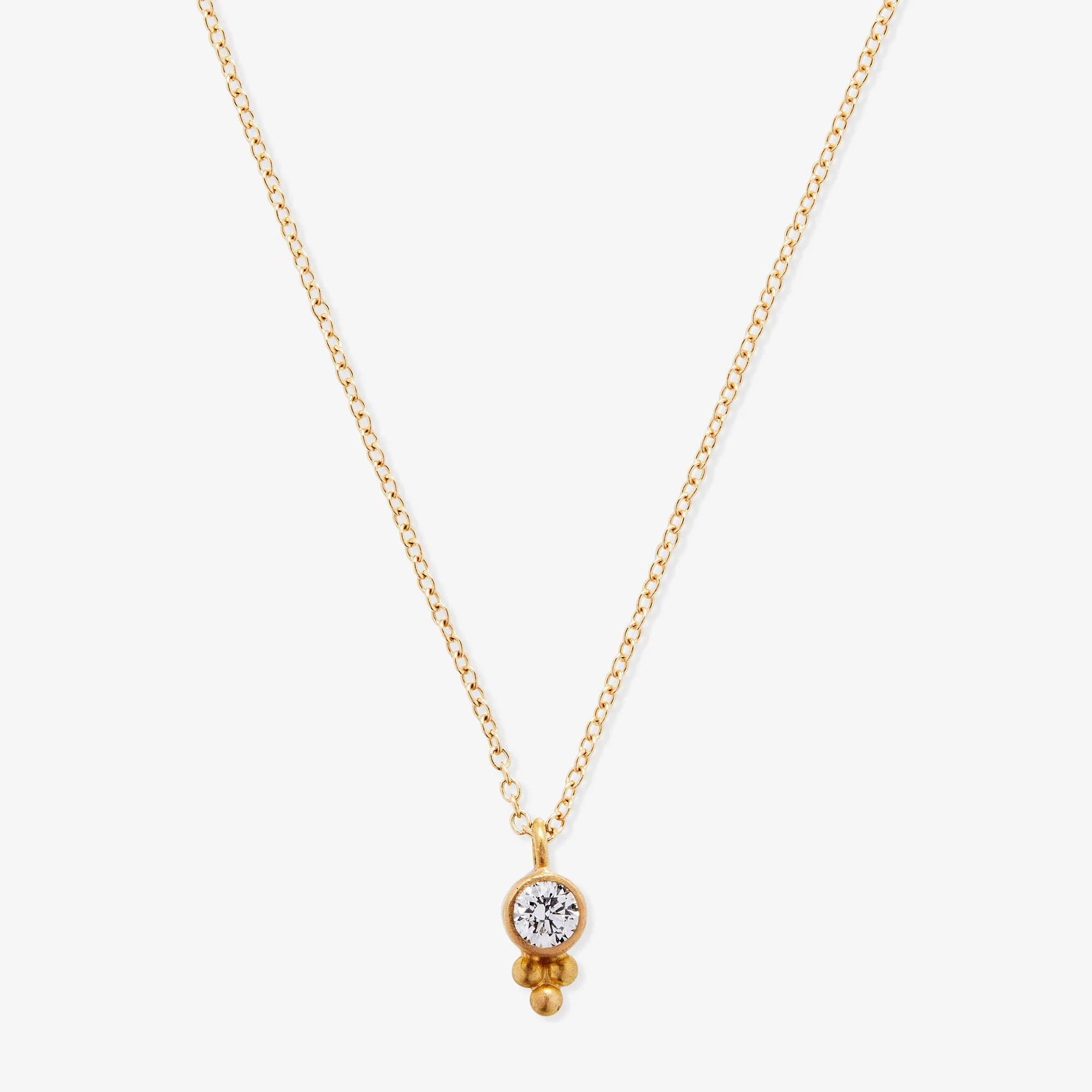 Tania Round Diamond Necklace in 20K Peach Gold- 18"