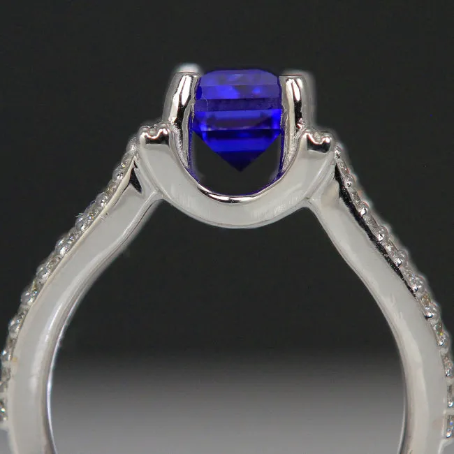 Tanzanite Ring 3.13 Emerald Cut Exceptional Color