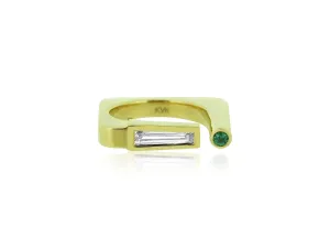 Tapered Baguette Diamond Emerald Ring