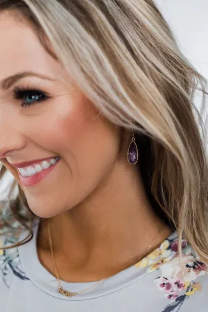 Teardrop Crystal Earrings- Amethyst