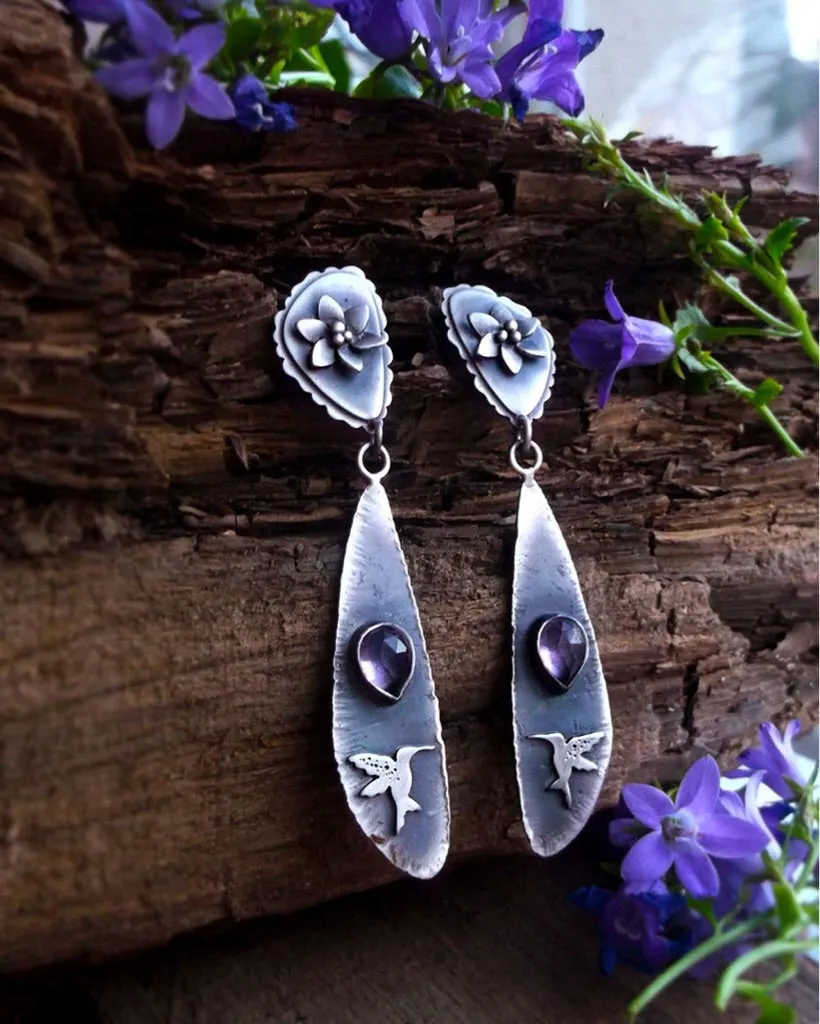 The Healer Earrings - Hummingbird Pink Amethyst Earrings