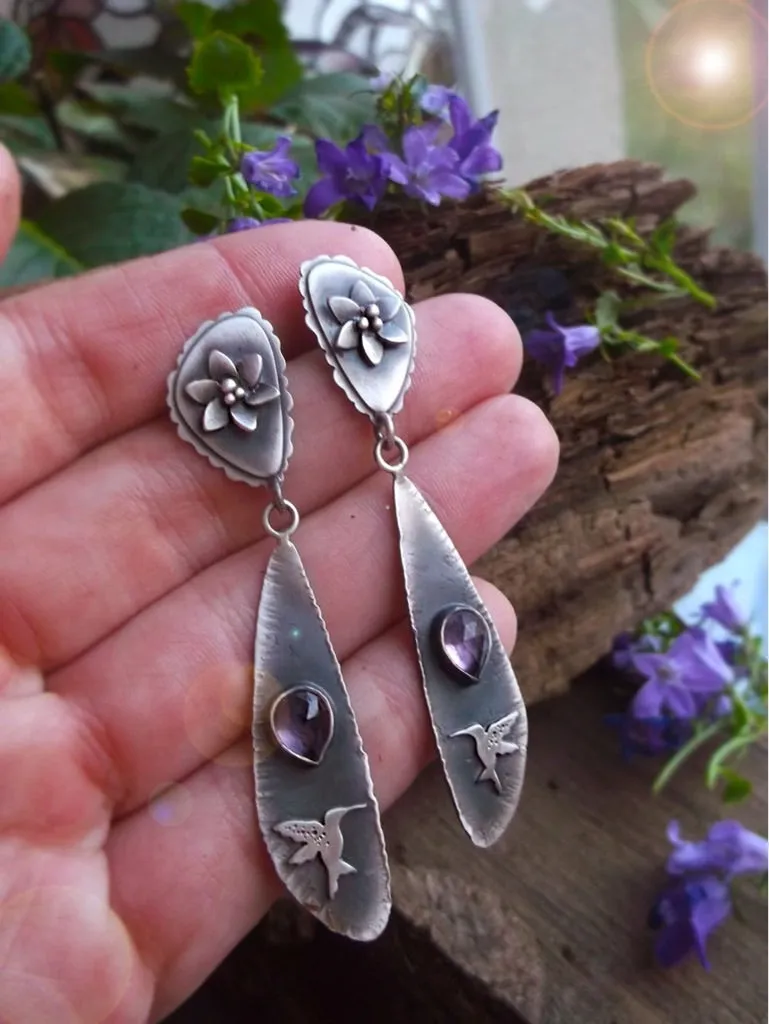 The Healer Earrings - Hummingbird Pink Amethyst Earrings