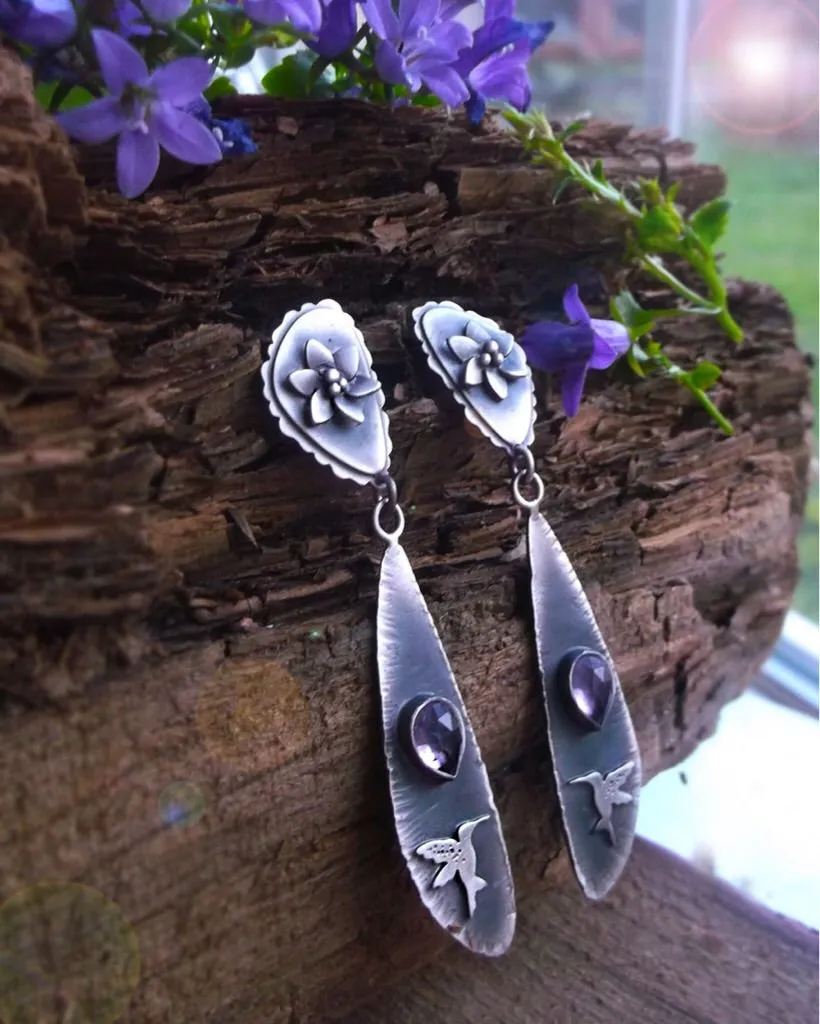 The Healer Earrings - Hummingbird Pink Amethyst Earrings