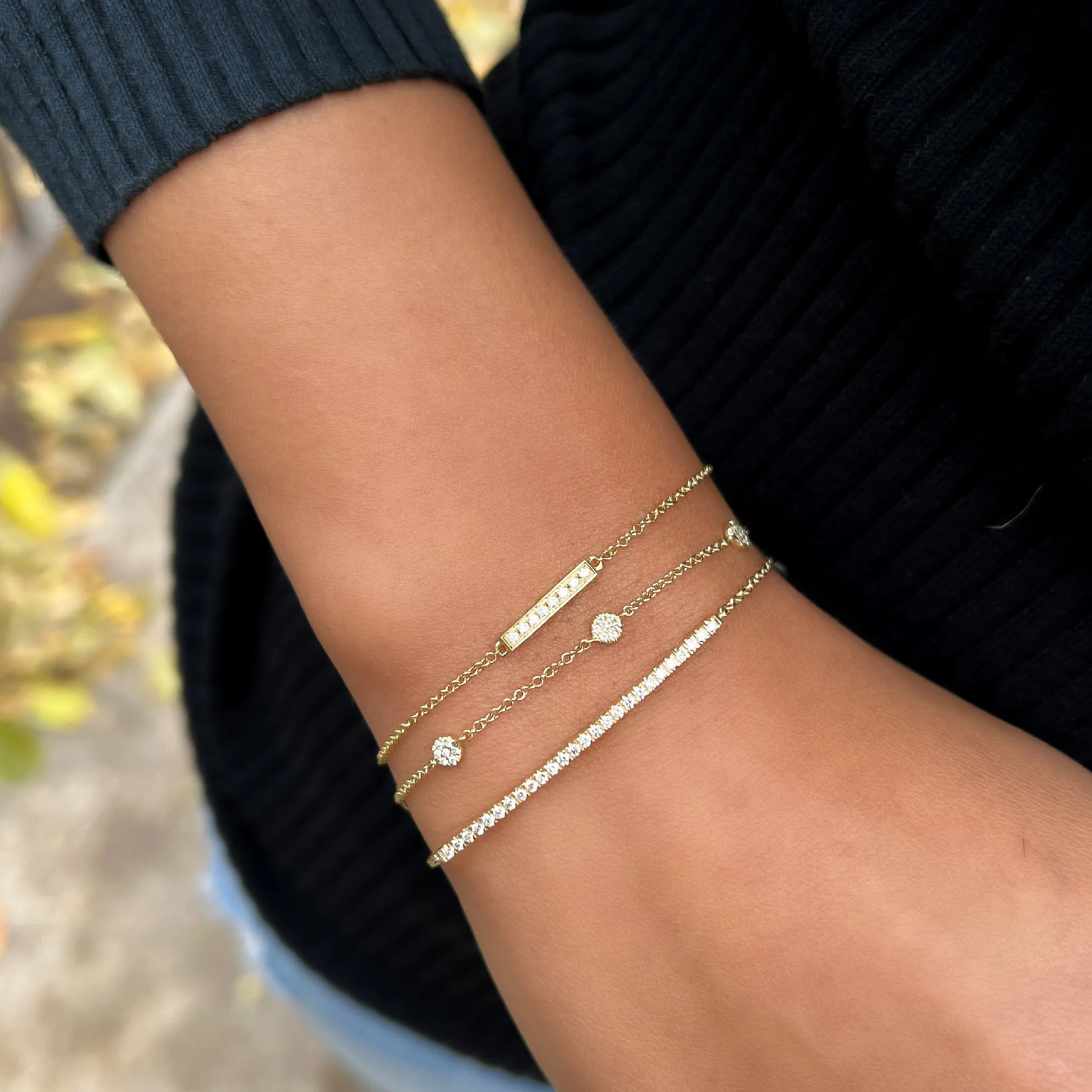 Thin Diamond Bar Bracelet