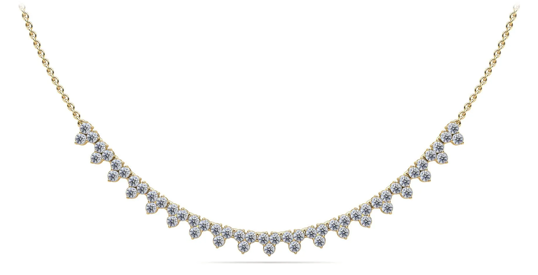 Three Stone Brilliance Diamond and Chain Diamond Necklace with 2.91 ct.(finished) 2.4mm