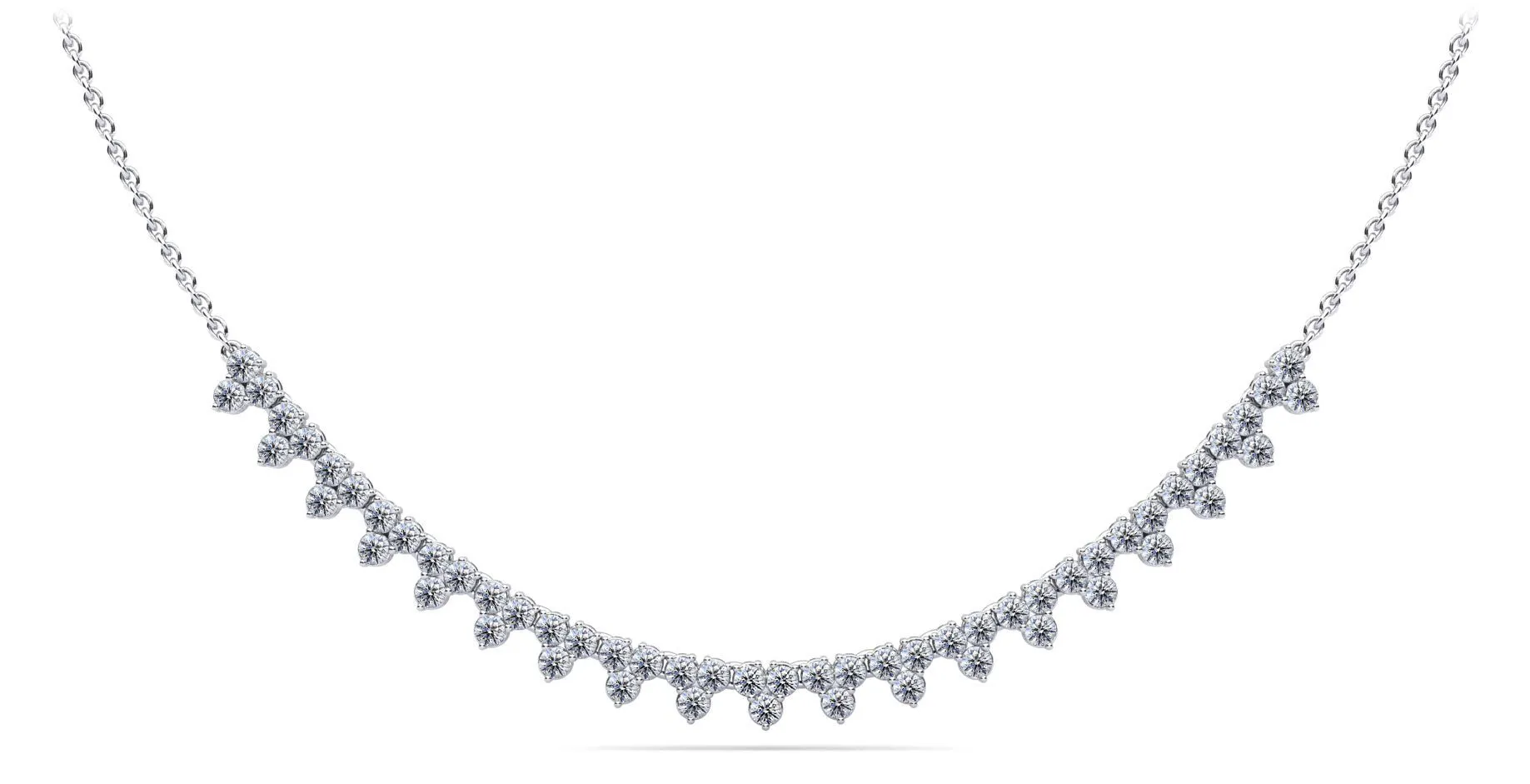 Three Stone Brilliance Diamond and Chain Diamond Necklace with 2.91 ct.(finished) 2.4mm