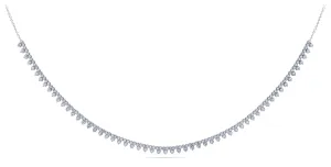 Three Stone Brilliant Tennis Diamond Necklace with 4.96 ct.(finished) 1.8mm, 2.1mm