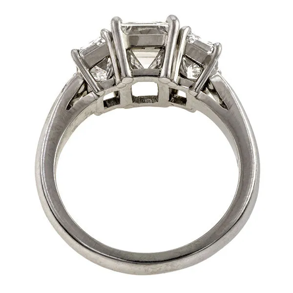 Three Stone Emerald Cut Ring, 1.71ct
