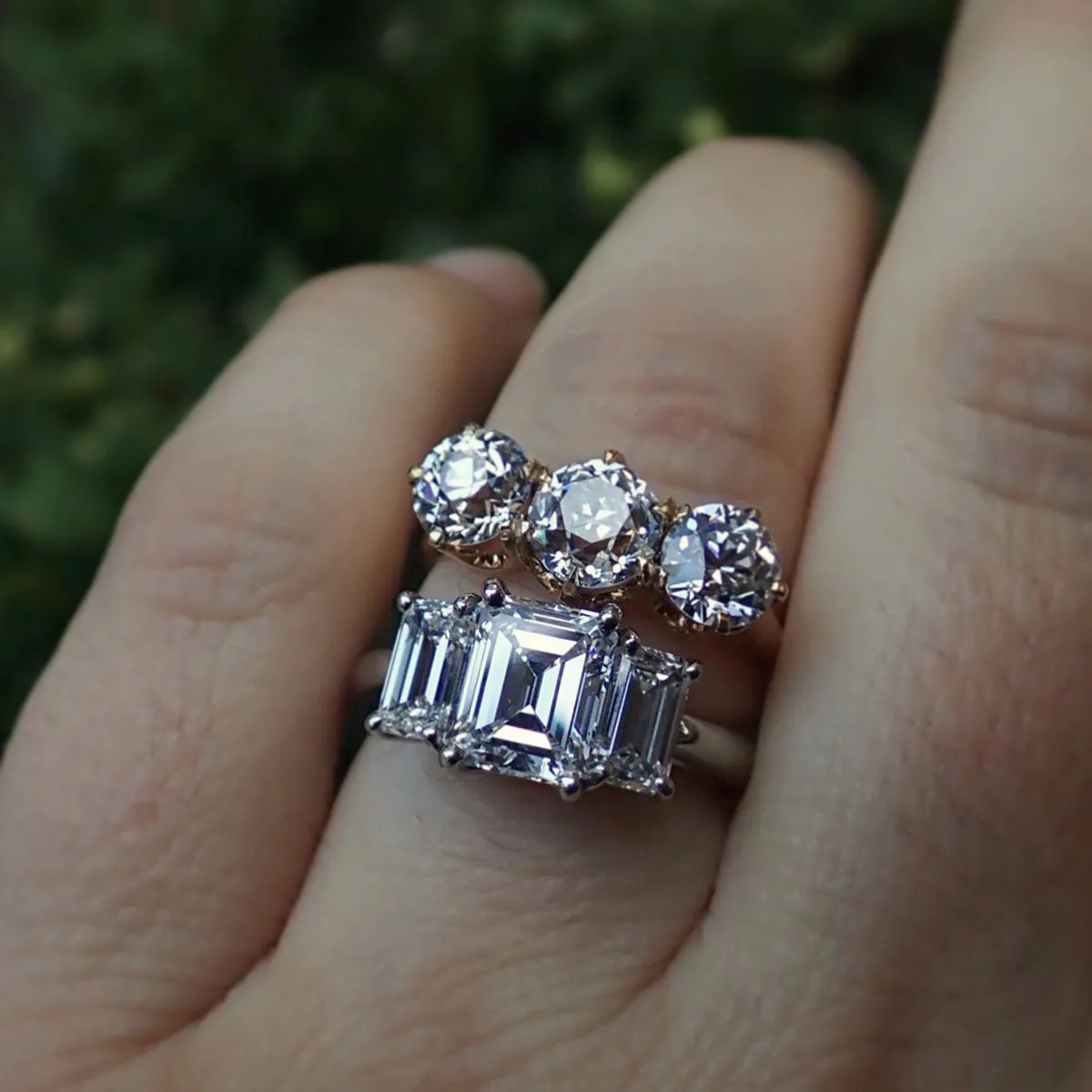 Three Stone Emerald Cut Ring, 1.71ct