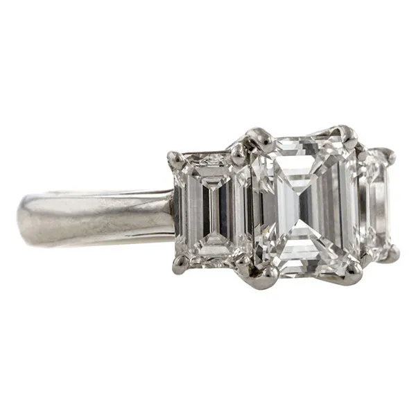 Three Stone Emerald Cut Ring, 1.71ct