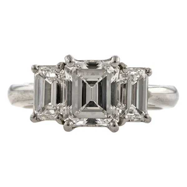 Three Stone Emerald Cut Ring, 1.71ct