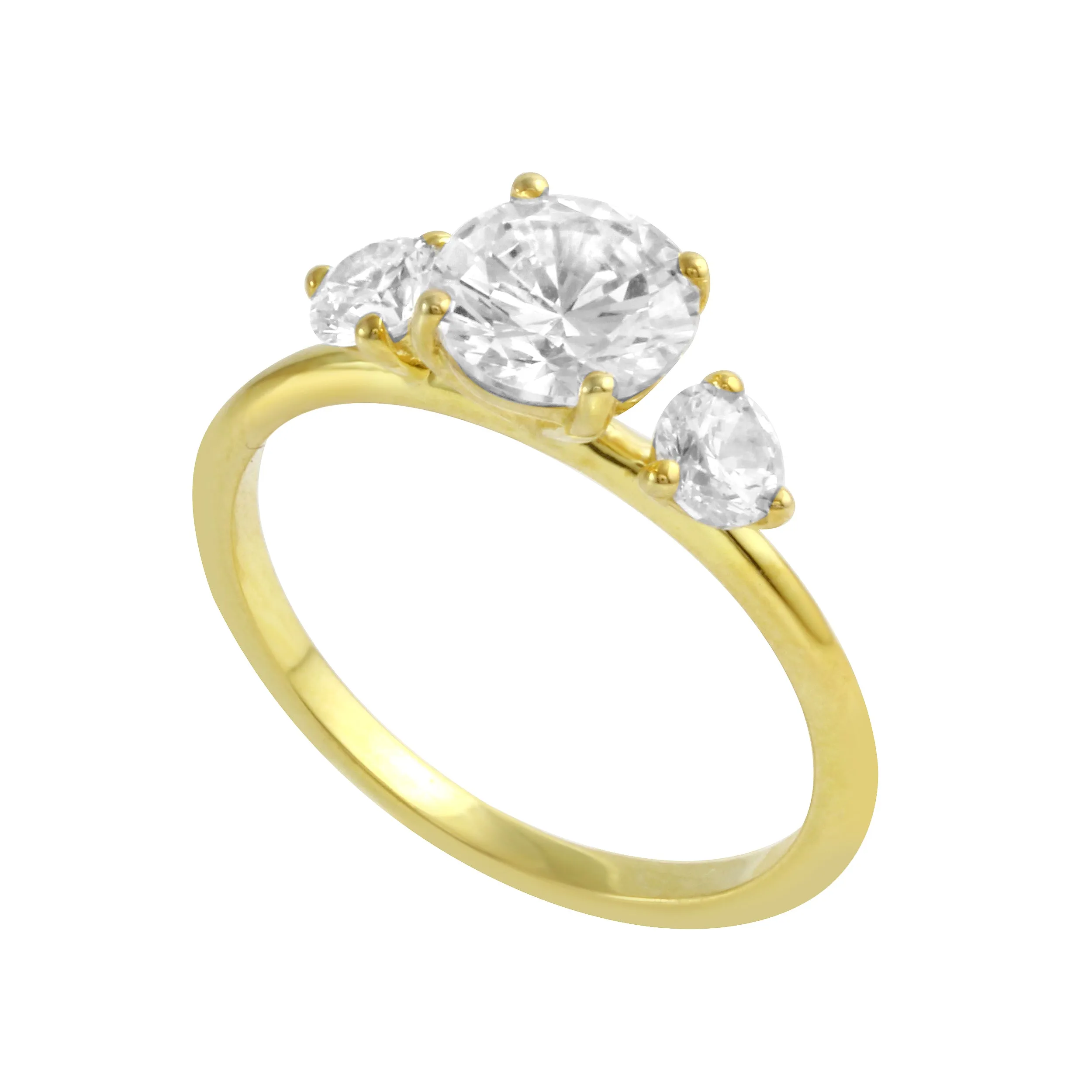 Three Stone Round Diamond Engagement Ring
