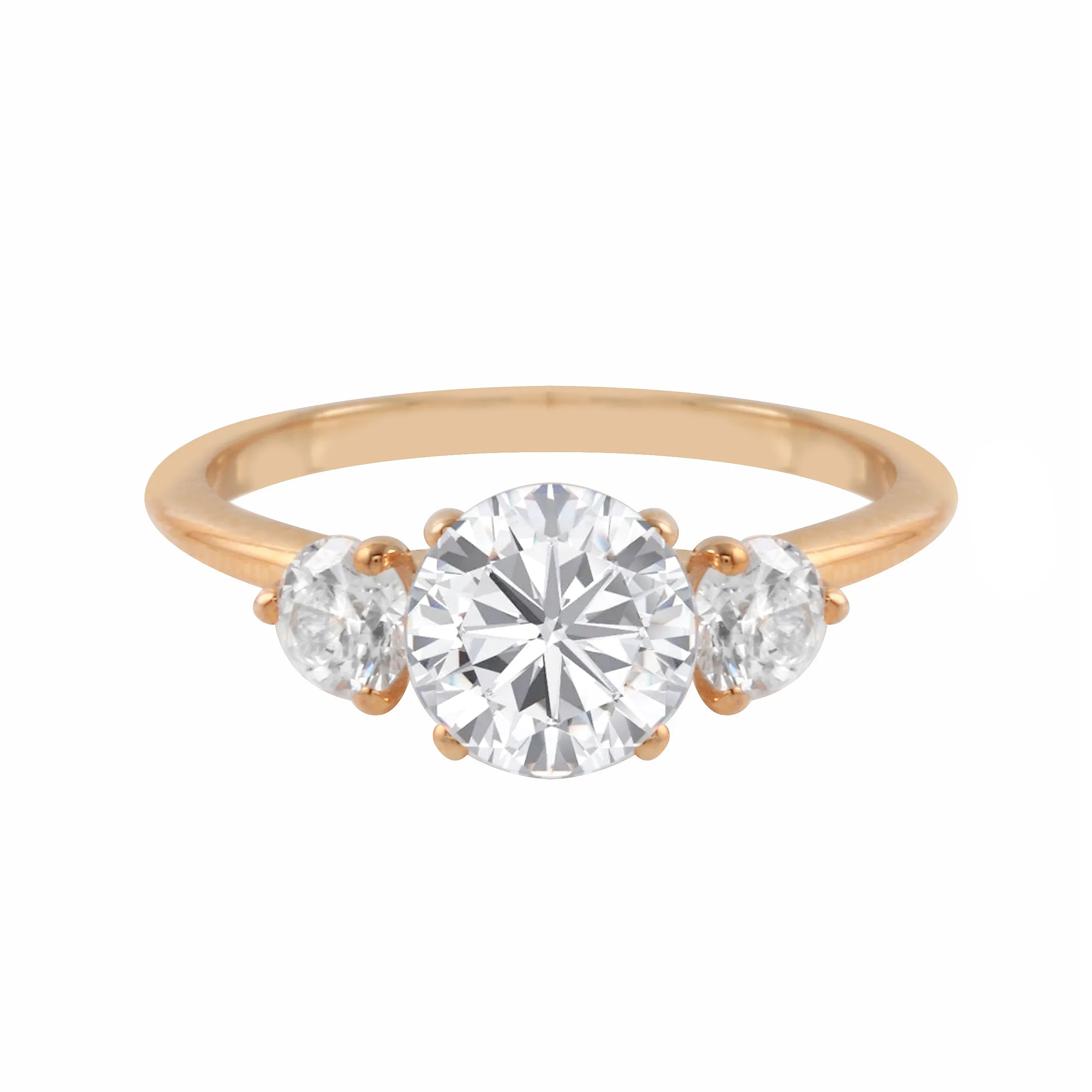 Three Stone Round Diamond Engagement Ring