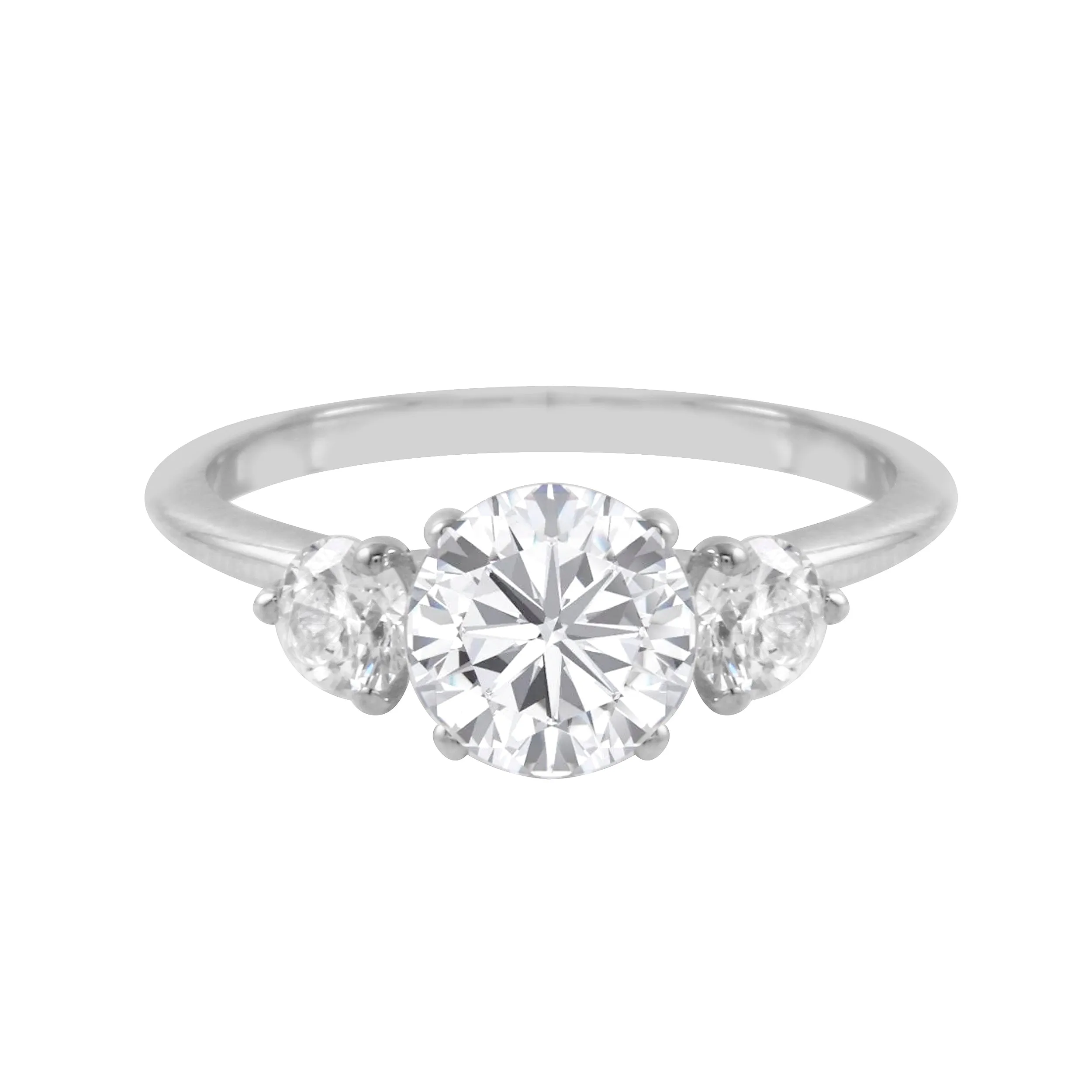 Three Stone Round Diamond Engagement Ring