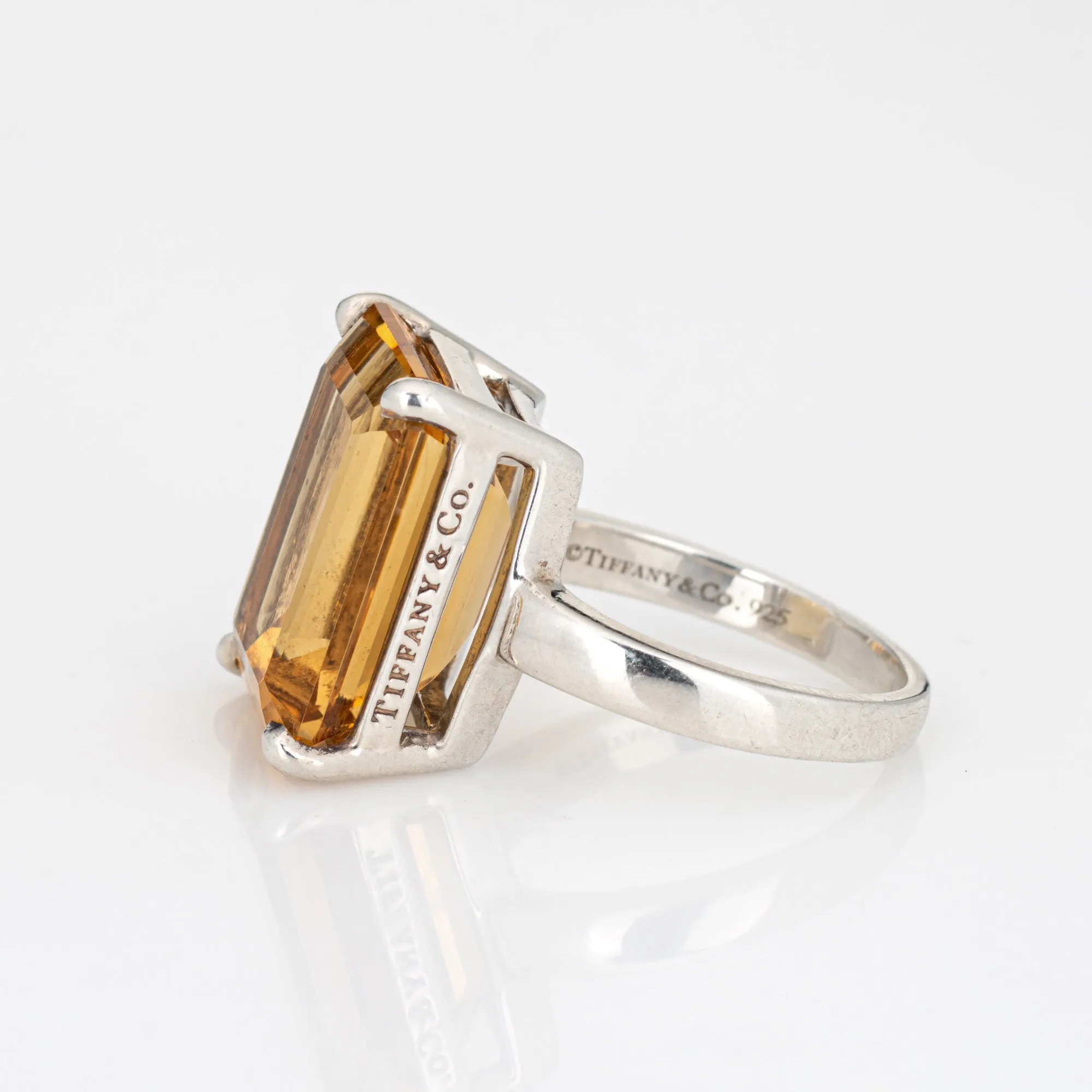 Tiffany & Co 10ct Citrine Ring Sparklers Sterling Silver Sz 6 Fine Jewelry