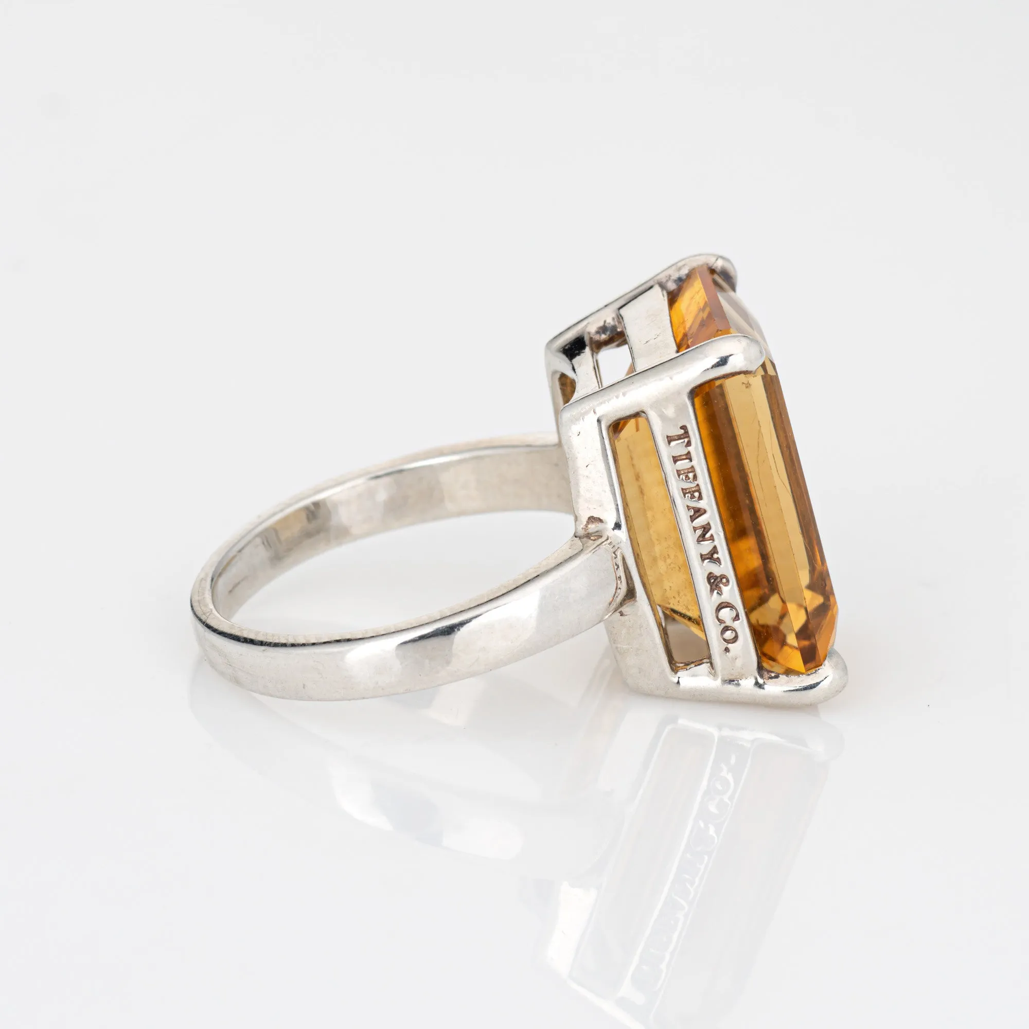 Tiffany & Co 10ct Citrine Ring Sparklers Sterling Silver Sz 6 Fine Jewelry