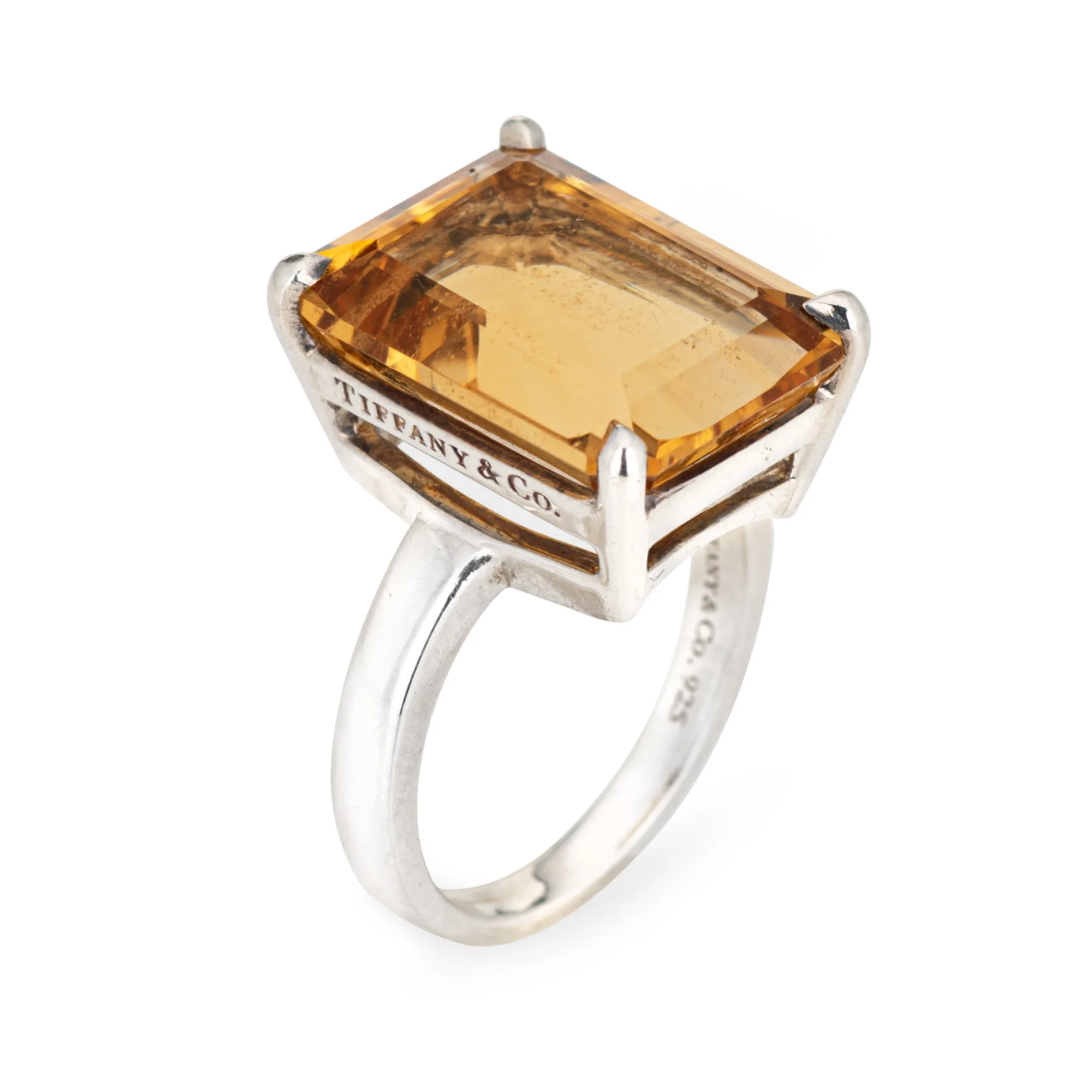 Tiffany & Co 10ct Citrine Ring Sparklers Sterling Silver Sz 6 Fine Jewelry