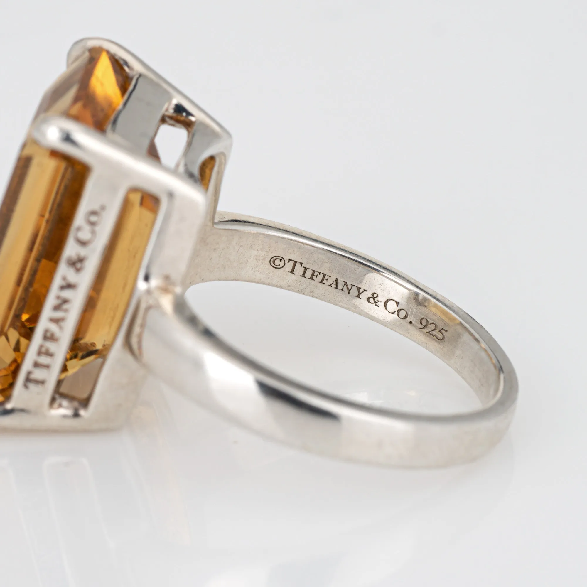 Tiffany & Co 10ct Citrine Ring Sparklers Sterling Silver Sz 6 Fine Jewelry