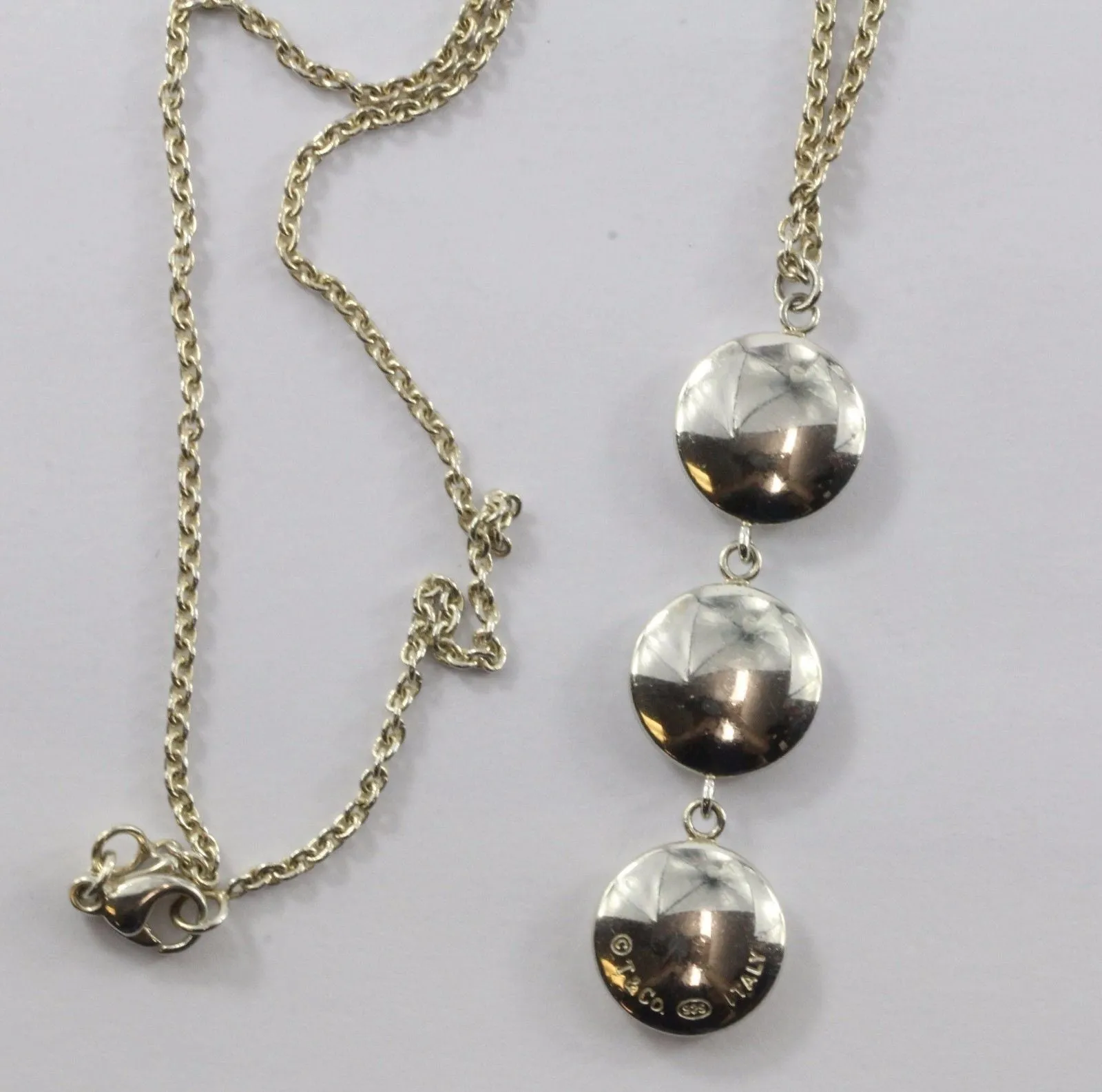 Tiffany & Co Sterling Silver 3 Circle Disc Pendant Necklace