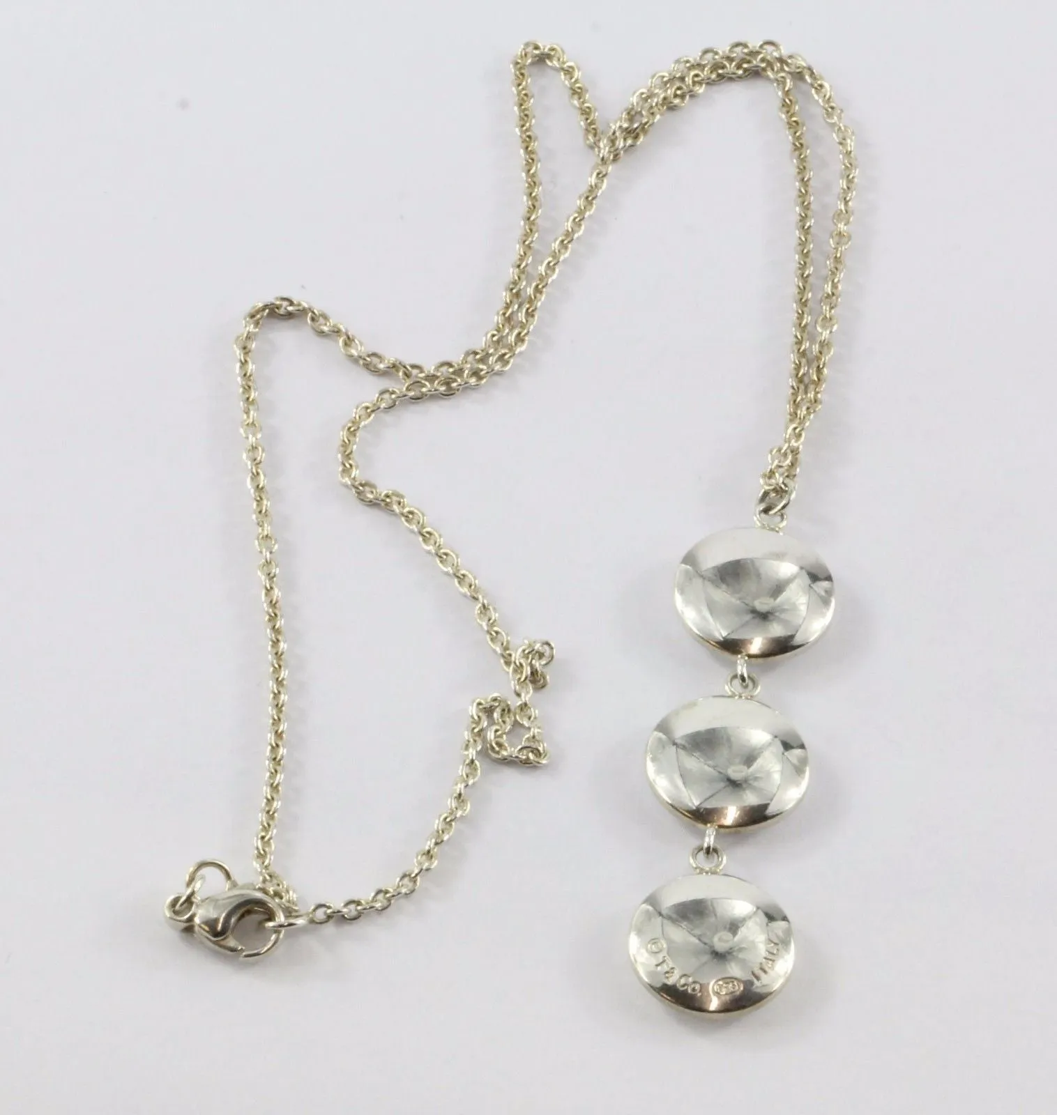 Tiffany & Co Sterling Silver 3 Circle Disc Pendant Necklace