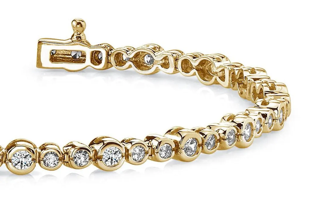 Timeless Half Bezel Diamond Bracelet with 2.94 ct.(finished) 2.25mm, 3mm