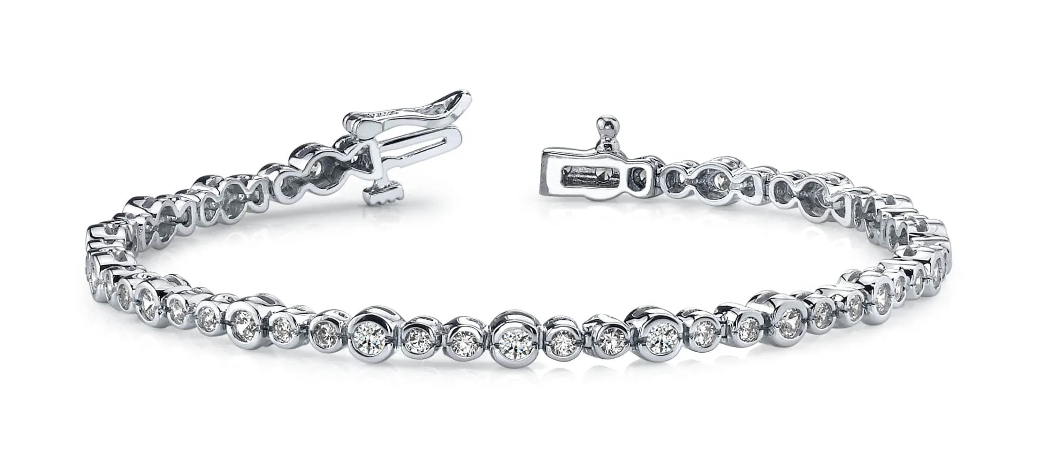 Timeless Half Bezel Diamond Bracelet with 2.94 ct.(finished) 2.25mm, 3mm