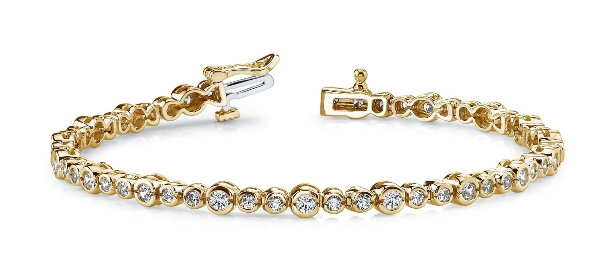 Timeless Half Bezel Diamond Bracelet with 2.94 ct.(finished) 2.25mm, 3mm
