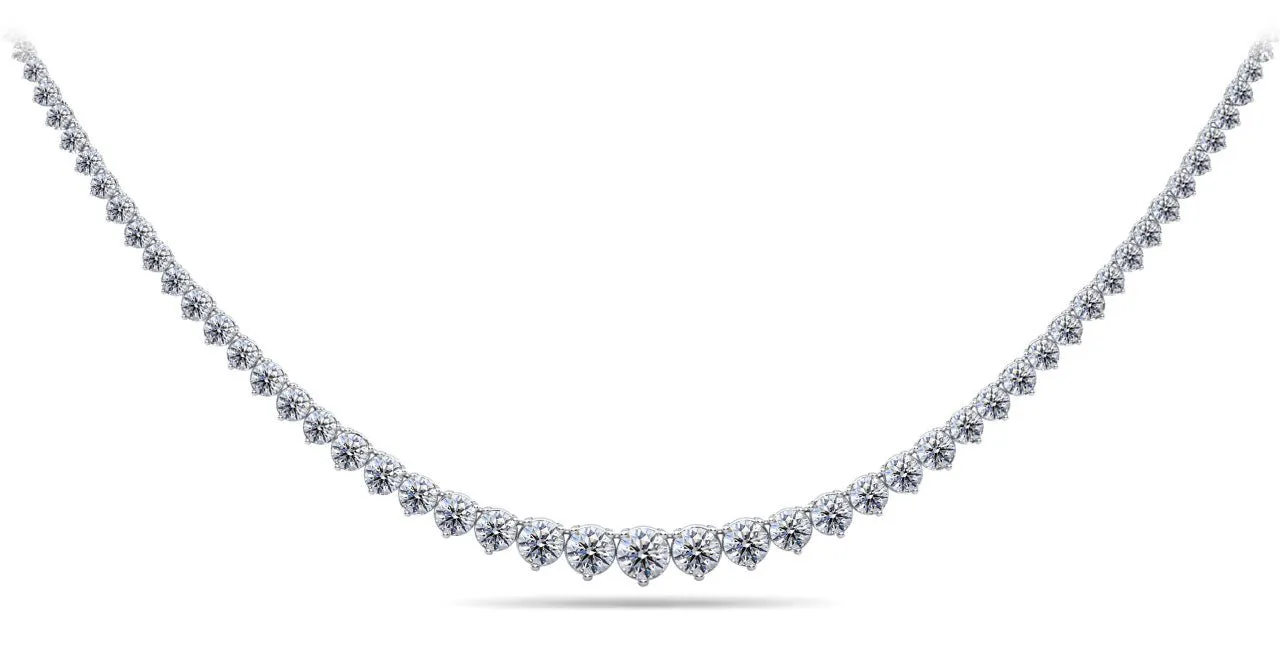Timeless Three Prong Diamond Tennis Diamond Necklace with 7.99 ct.(finished)