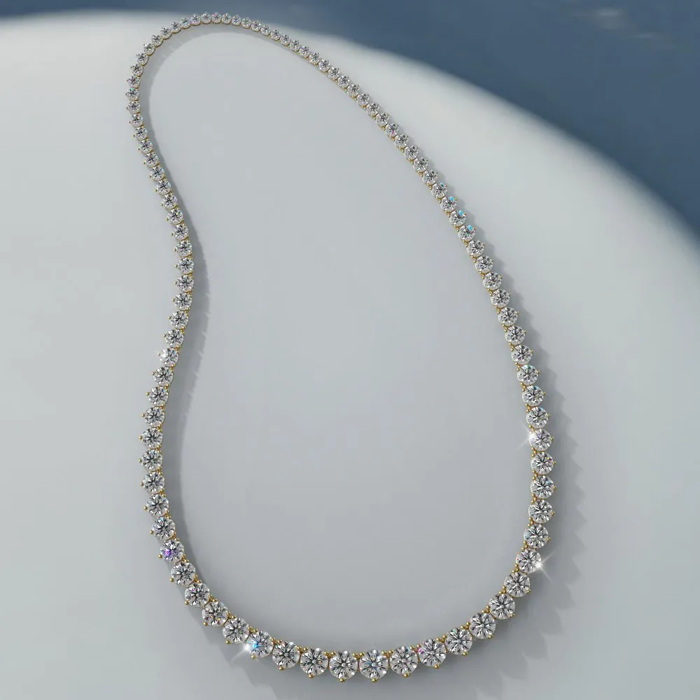 Timeless Three Prong Diamond Tennis Diamond Necklace with 7.99 ct.(finished)