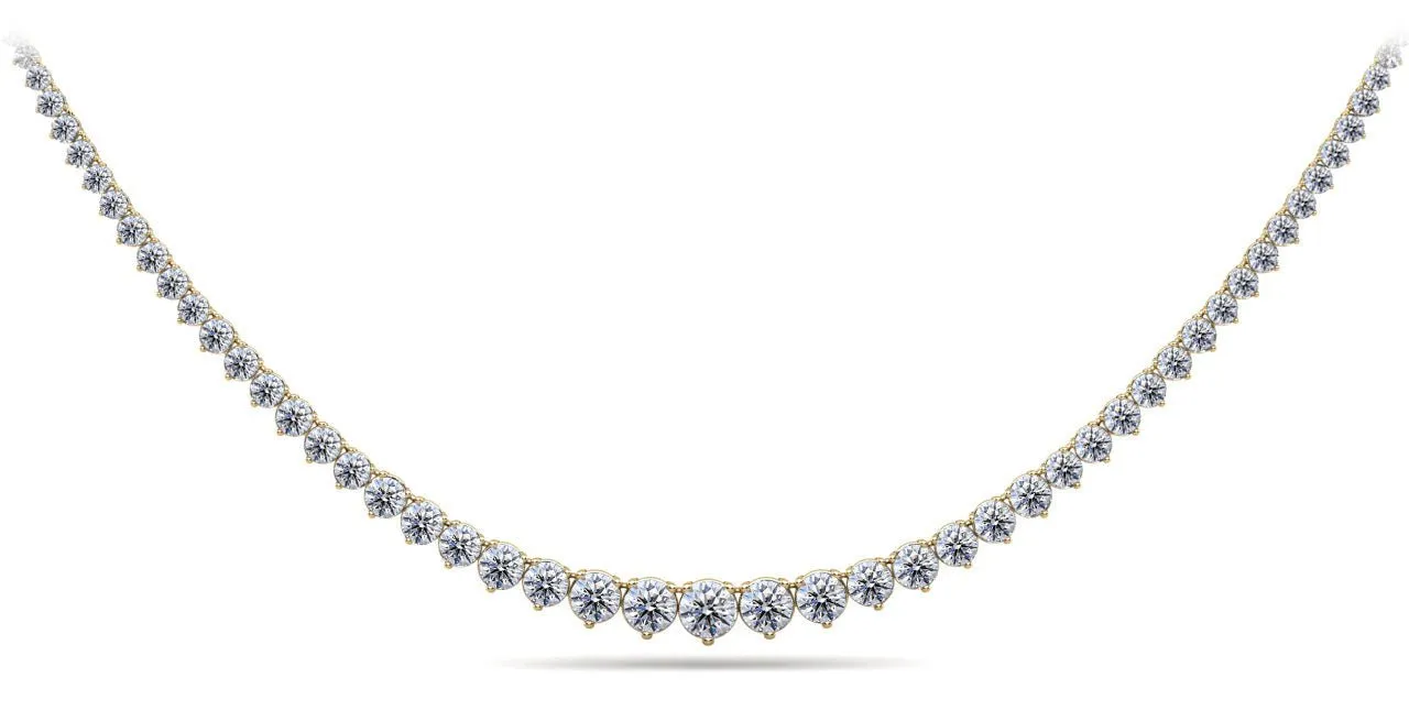 Timeless Three Prong Diamond Tennis Diamond Necklace with 7.99 ct.(finished)