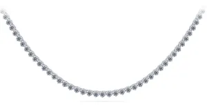 Timeless Three Prong Riviera Diamond Tennis Diamond Necklace with 14.28 ct.(finished) 3.2mm