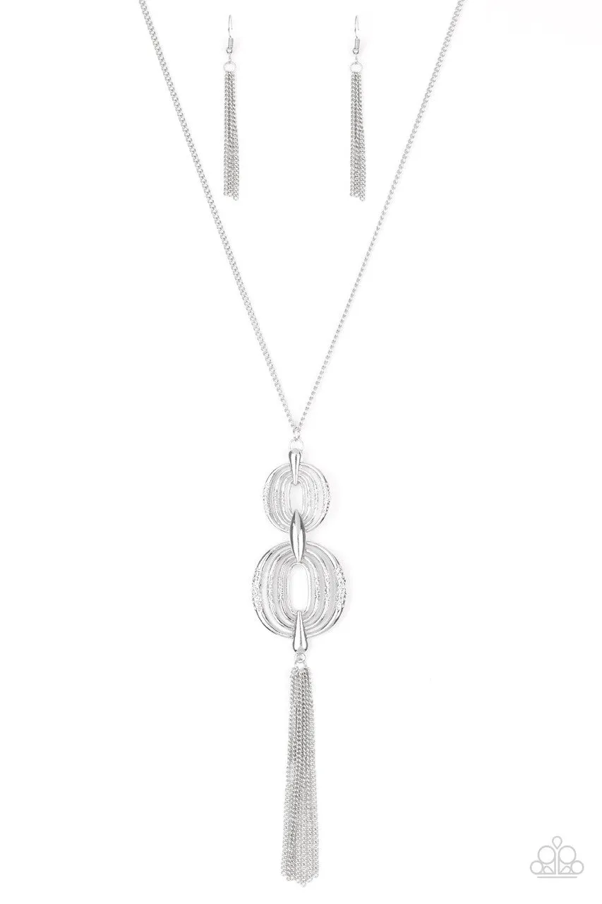 Timelessly Tasseled Silver Paparazzi Necklace