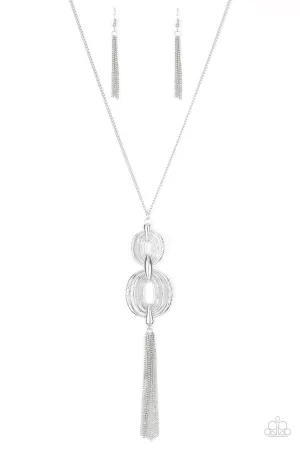 Timelessly Tasseled Silver Paparazzi Necklace