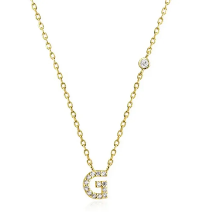 Tiny Diamond Letter Necklace