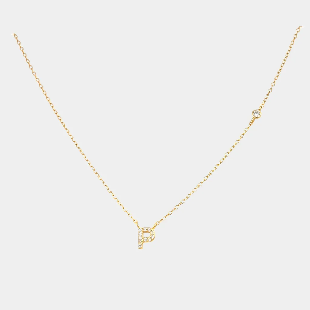 Tiny Diamond Letter Necklace