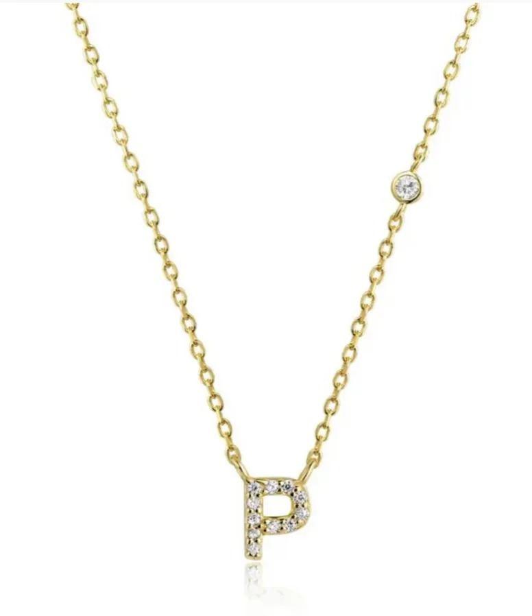 Tiny Diamond Letter Necklace