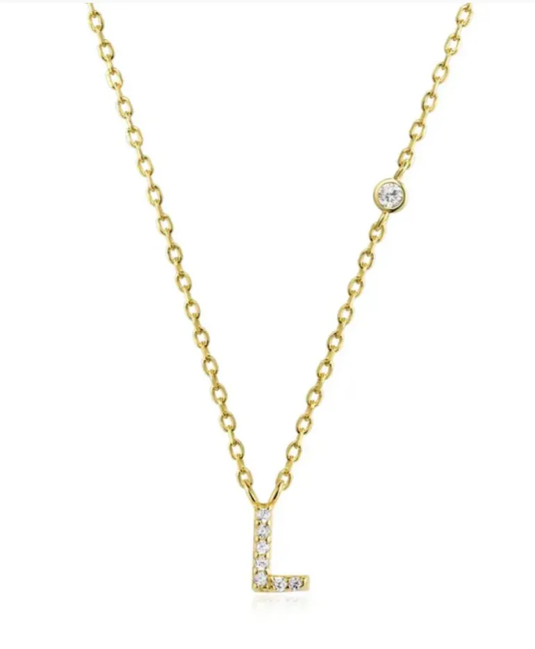 Tiny Diamond Letter Necklace