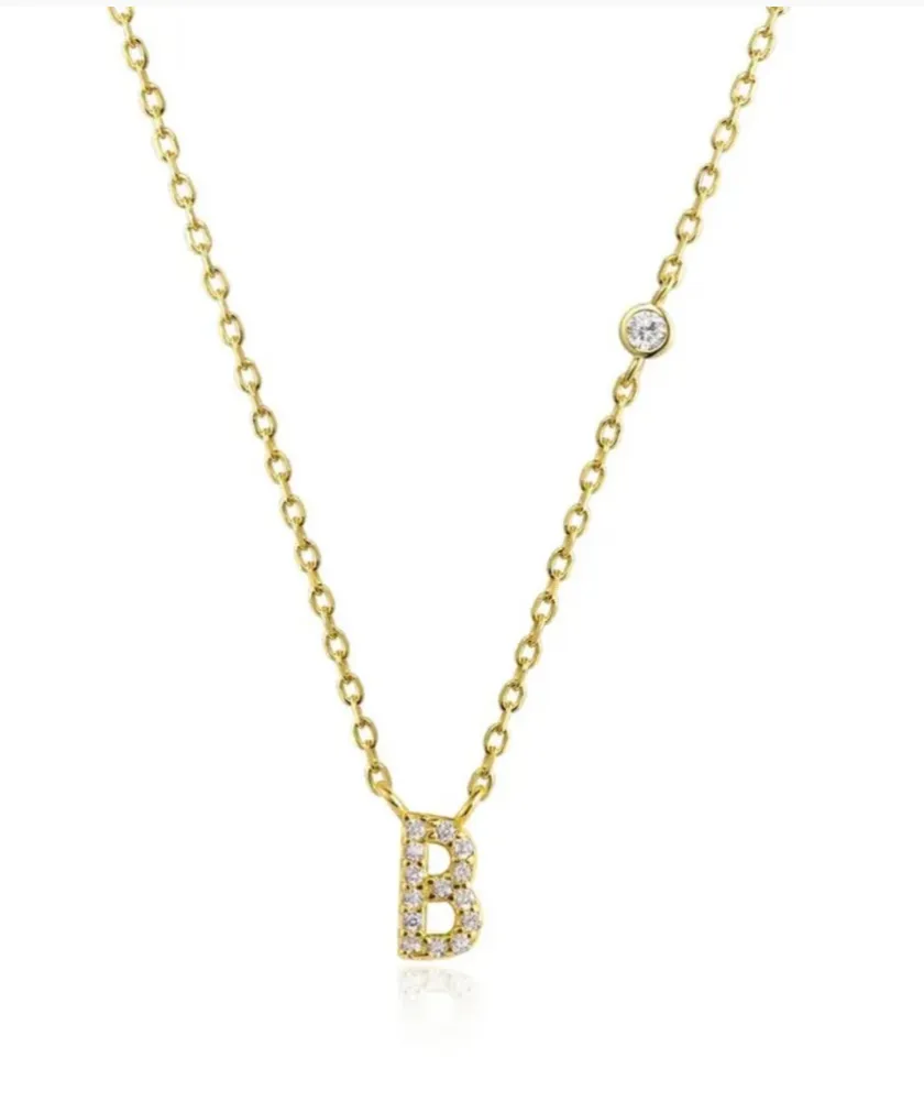 Tiny Diamond Letter Necklace
