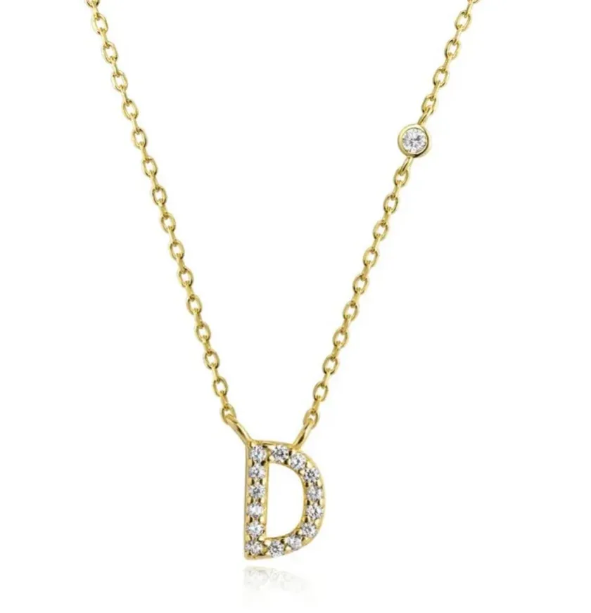 Tiny Diamond Letter Necklace