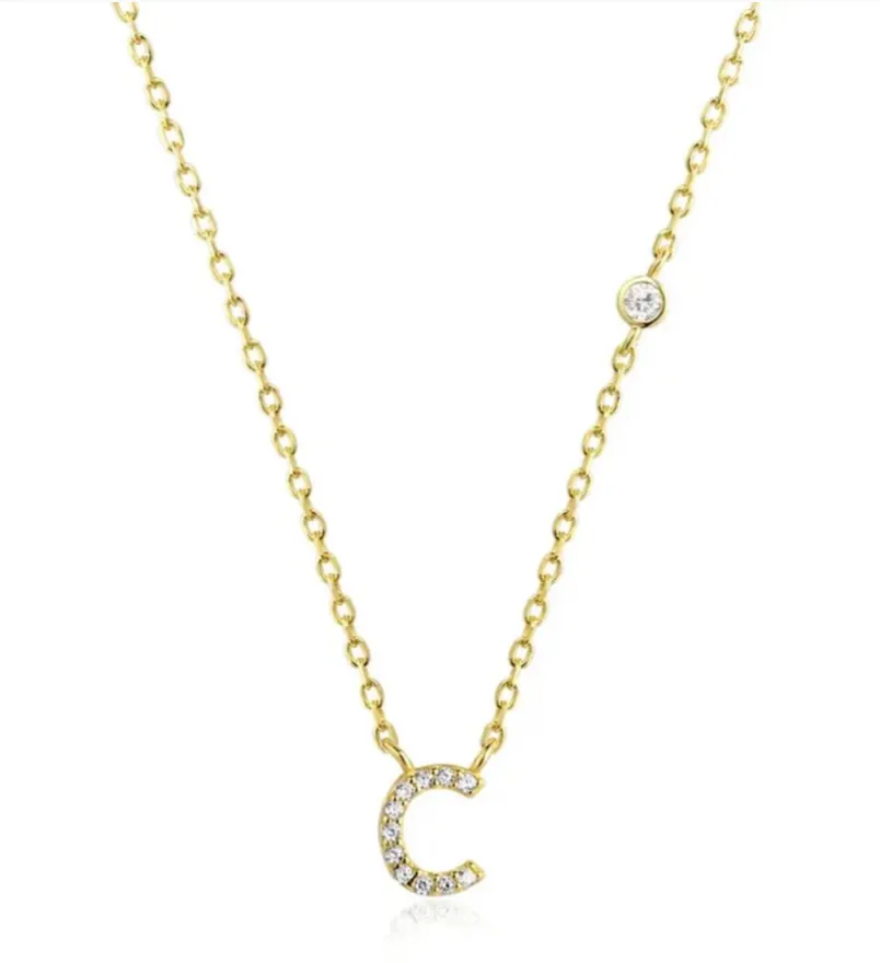 Tiny Diamond Letter Necklace