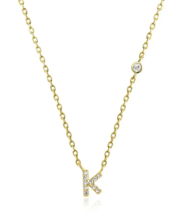 Tiny Diamond Letter Necklace