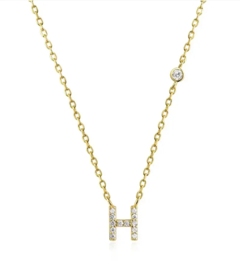 Tiny Diamond Letter Necklace
