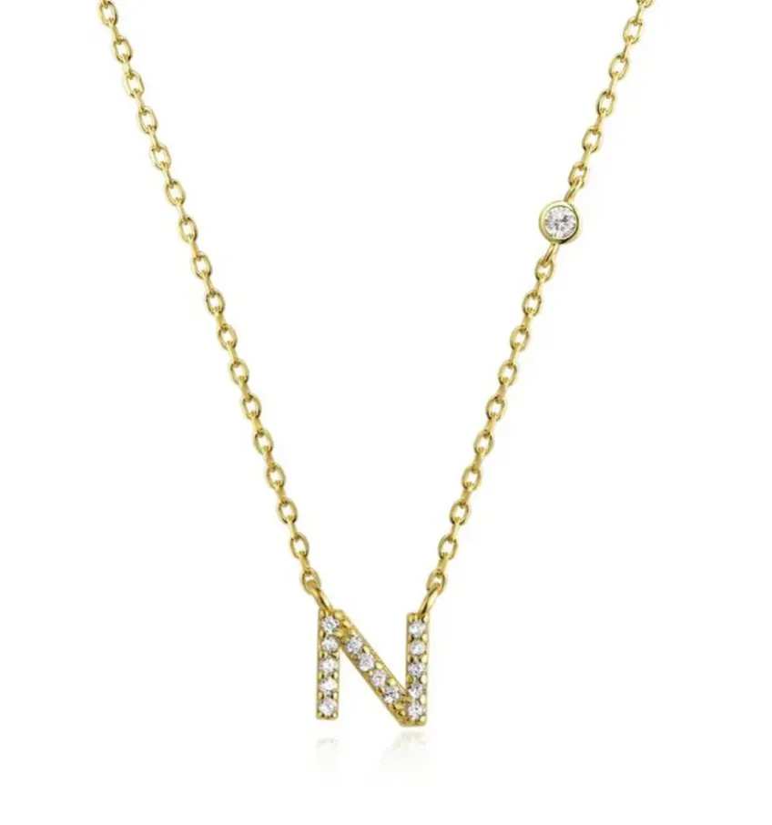Tiny Diamond Letter Necklace