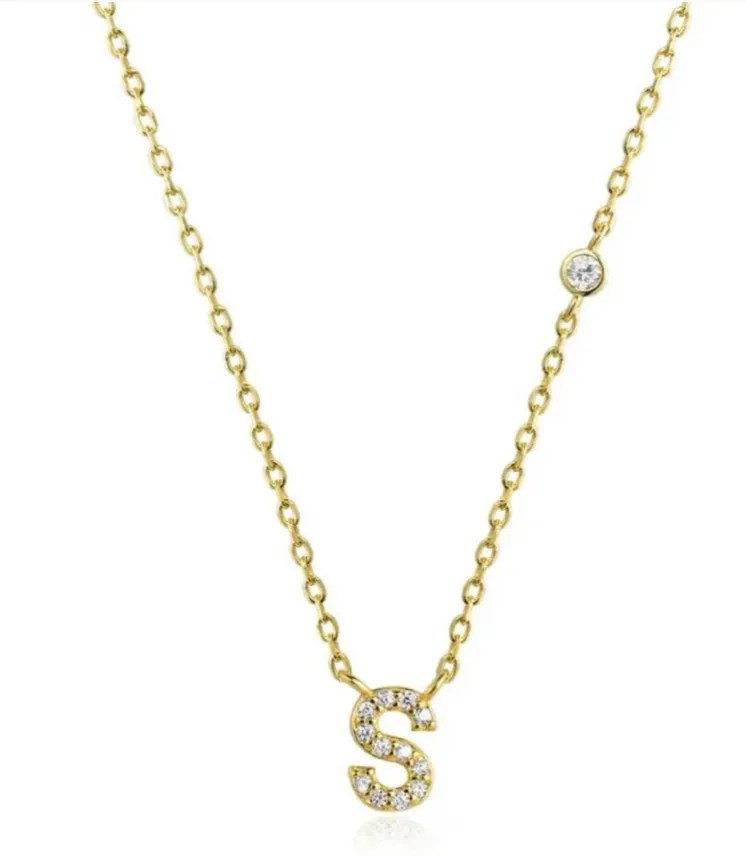 Tiny Diamond Letter Necklace